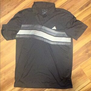 Adidas Men's Black Polo with Gray Stripes